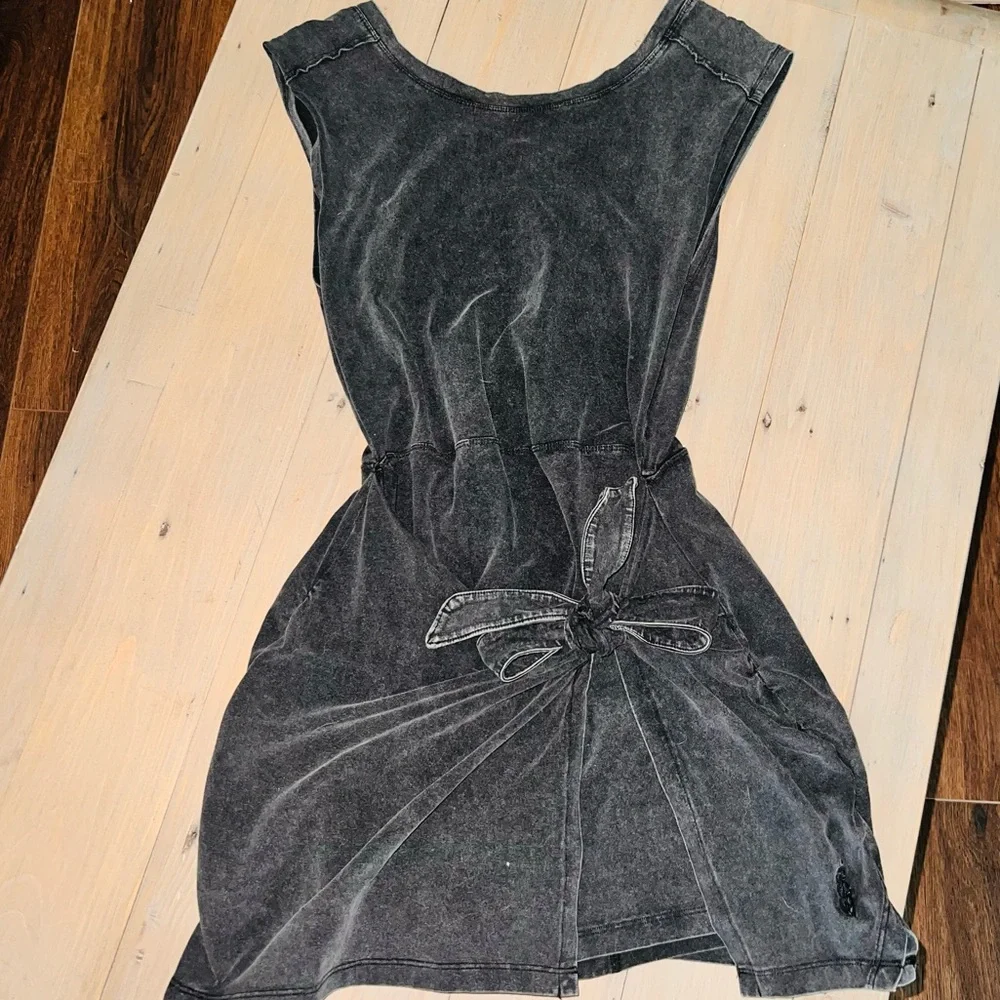 Free People Washed Black Tie-Waist Romper